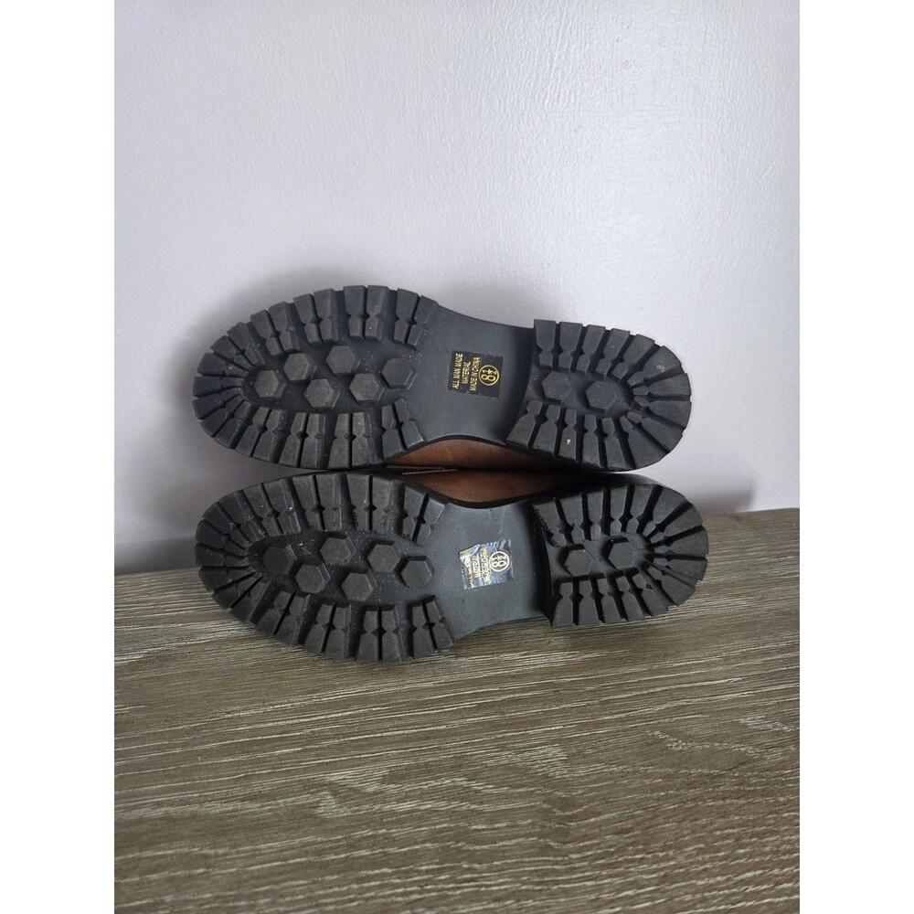 Y2K Chunky Loafers Sz 8.5 Brown Vegan‎ Leather Block Heel Preppy Grunge Academia - Picture 6 of 7